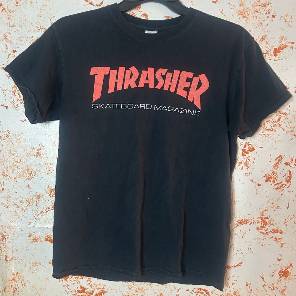 Thrasher Skateboard Magazine Black Logo T-Shirt Size Medium